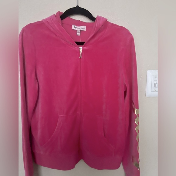 NEW Juicy Couture Tracksuit Pink Velour Velvet 2 PC Set Pants Women’s, Size L - Picture 2 of 16
